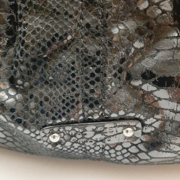 NINE WEST Snake Skin Pattern Purse Black Shoulder Bag with Metallic Accents - Picture 8 of 13